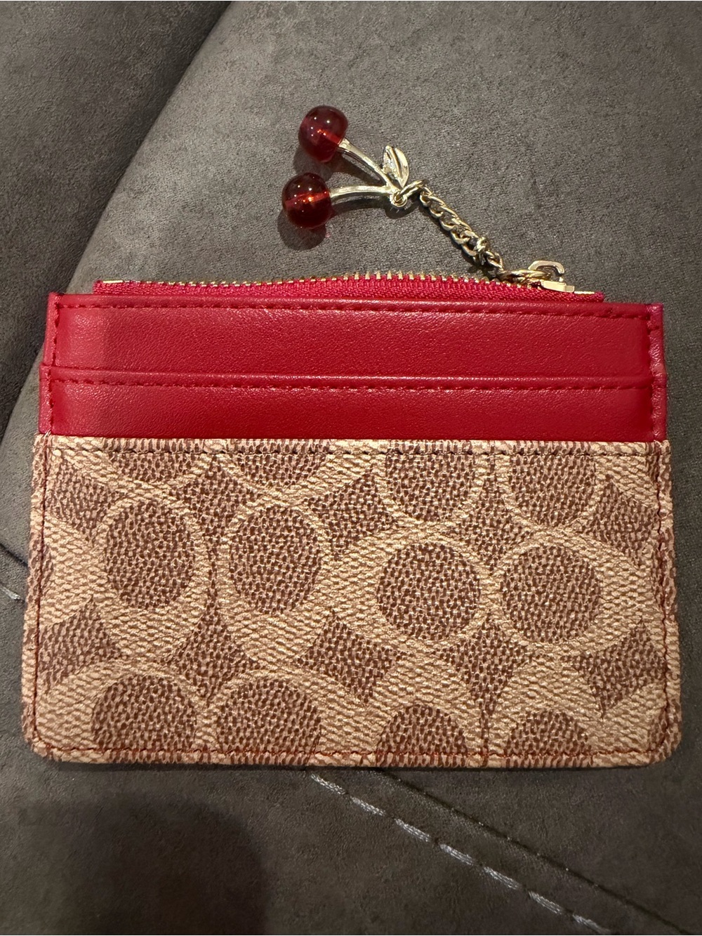 New brown card wallet with red design